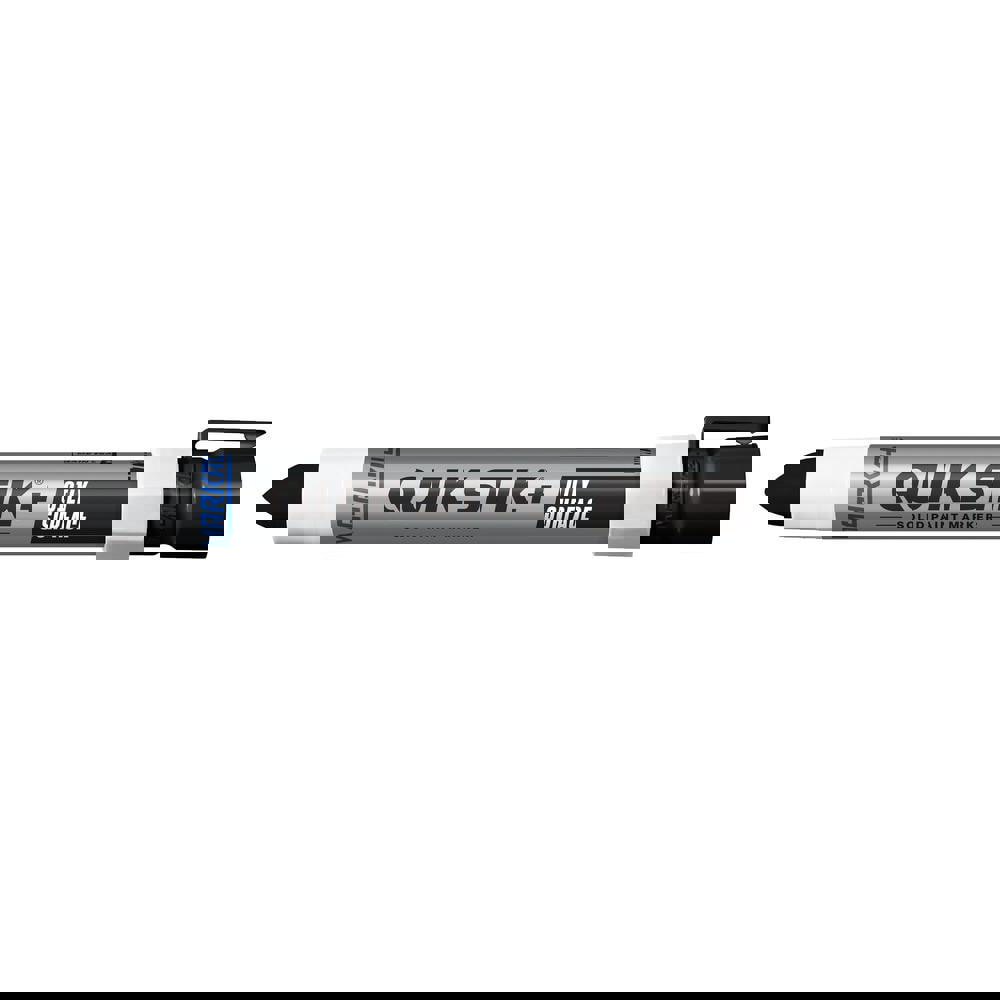 Solid paint marker that writes on oily and wet surfaces.